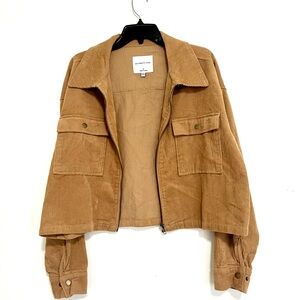 Celebrity Pink Cropped Corduroy Utility Jacket in Camel Brown
